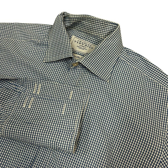 Charles Tyrwhitt Other - Charles Tyrwhitt Shirt Mens 15 33 Extra Slim Fit Blue White Plaid French Cuff